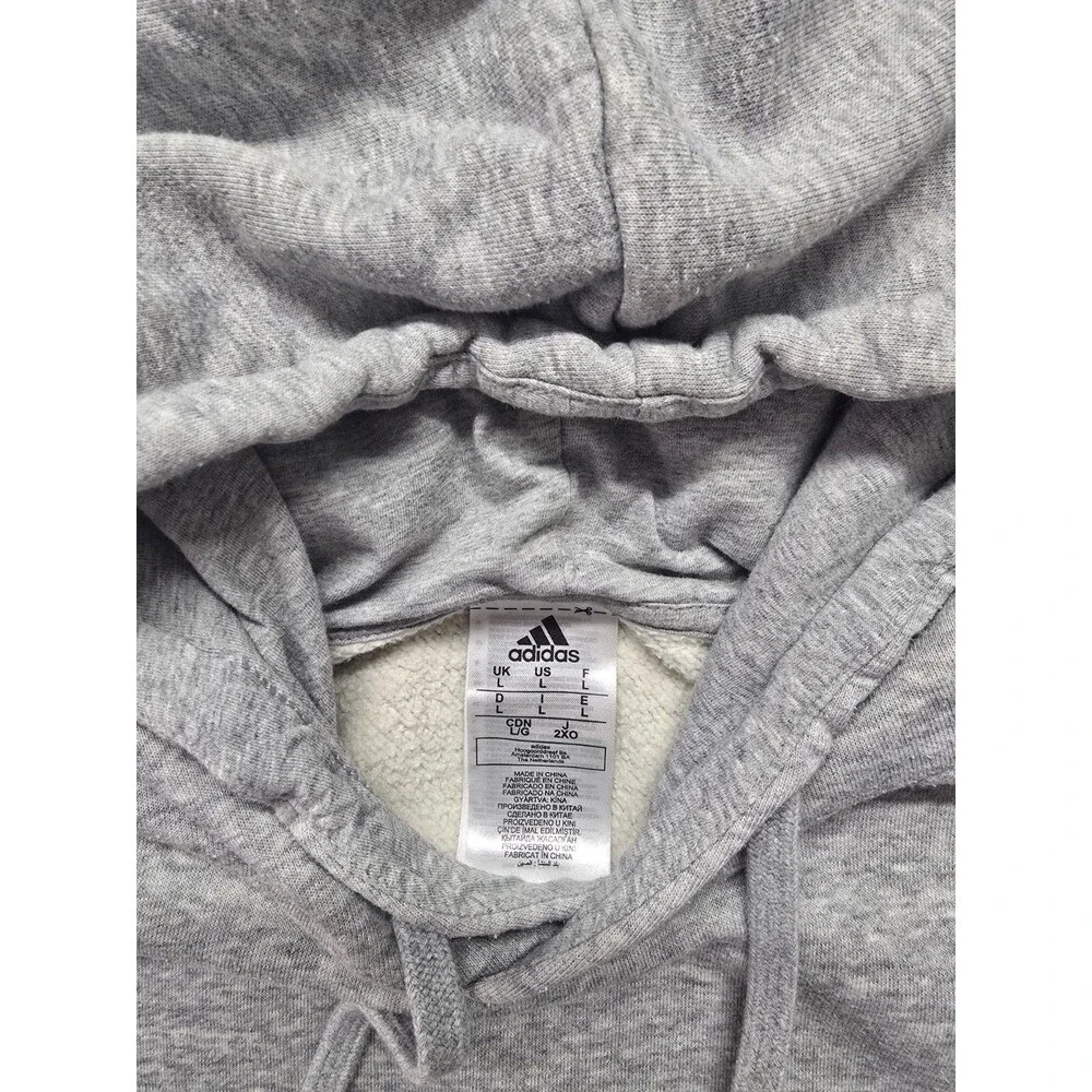 Adidas Hoodie L Adult Mens Gray Pullover Sweatshirt Athletic Casual Mens